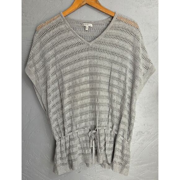 Croft & Barrow Short Sleeve Grey Open Knit Sweater Top Woman's Size XL - Picture 2 of 8